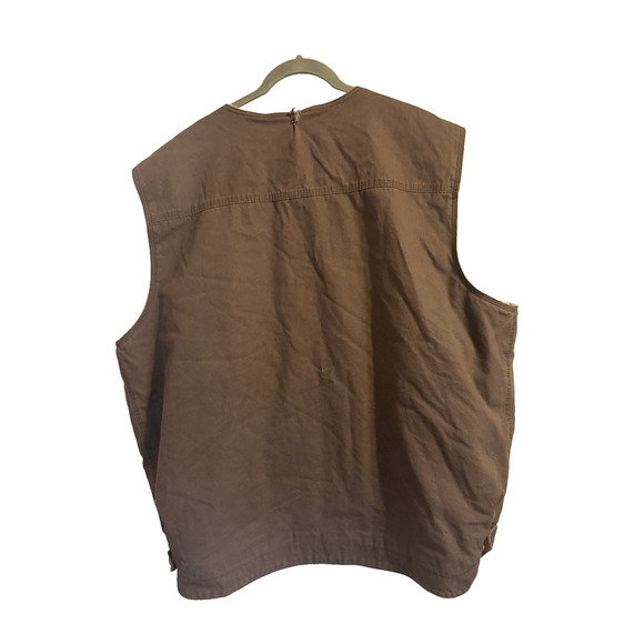 Cabela’s Outdoor Gear Brown Sherpa Lined Cotton Canvas Vest Men’s 2XL - Picture 2 of 6